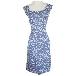 Ann Taylor Blue Shift Dress Leopard Print